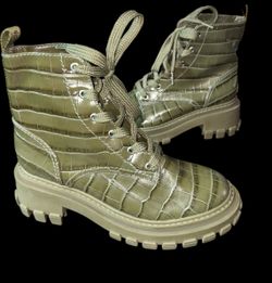 SCHUTZ Olive Croc-Embossed Nordstrom Rack Combat Boots