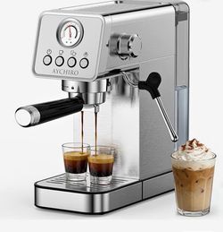AYCHIRO 20 Bar Espresso Machine with Pressure Gauge, Compact Semi-Automatic Espresso Maker with Stea