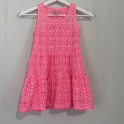 Cat & Jack Girls Mesh Swim Cover Up Sleeveless Dress Bright Pink Size Small