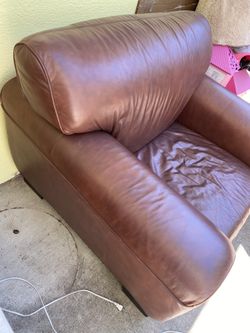 Brown leather couch
