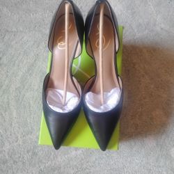 Brand New Sam Edelman Viv Black Leather Heels w/ Box - Size 9
