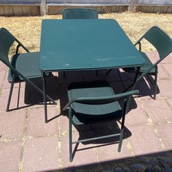 Green Foldable Table With Set Of 4 Folding Green Chairs NEED GONE ASAP !