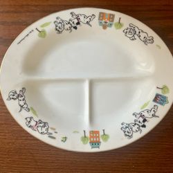 Vintage Walt Disney Productions Divided Porcelain Plate Dalmations Sango GoldRim