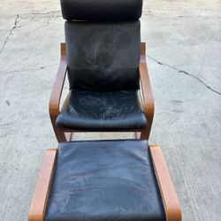 Leather chair with ottoman
