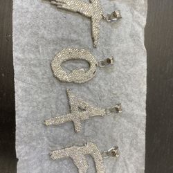 10k White Gold 2 Inch Letter Pendants VS + Diamonds  Lil Durk lil Baby Cuban Ring Chain Scrap 14k 24k