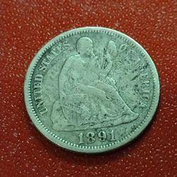 ORIGINAL US LIBERTY DIME 1891 