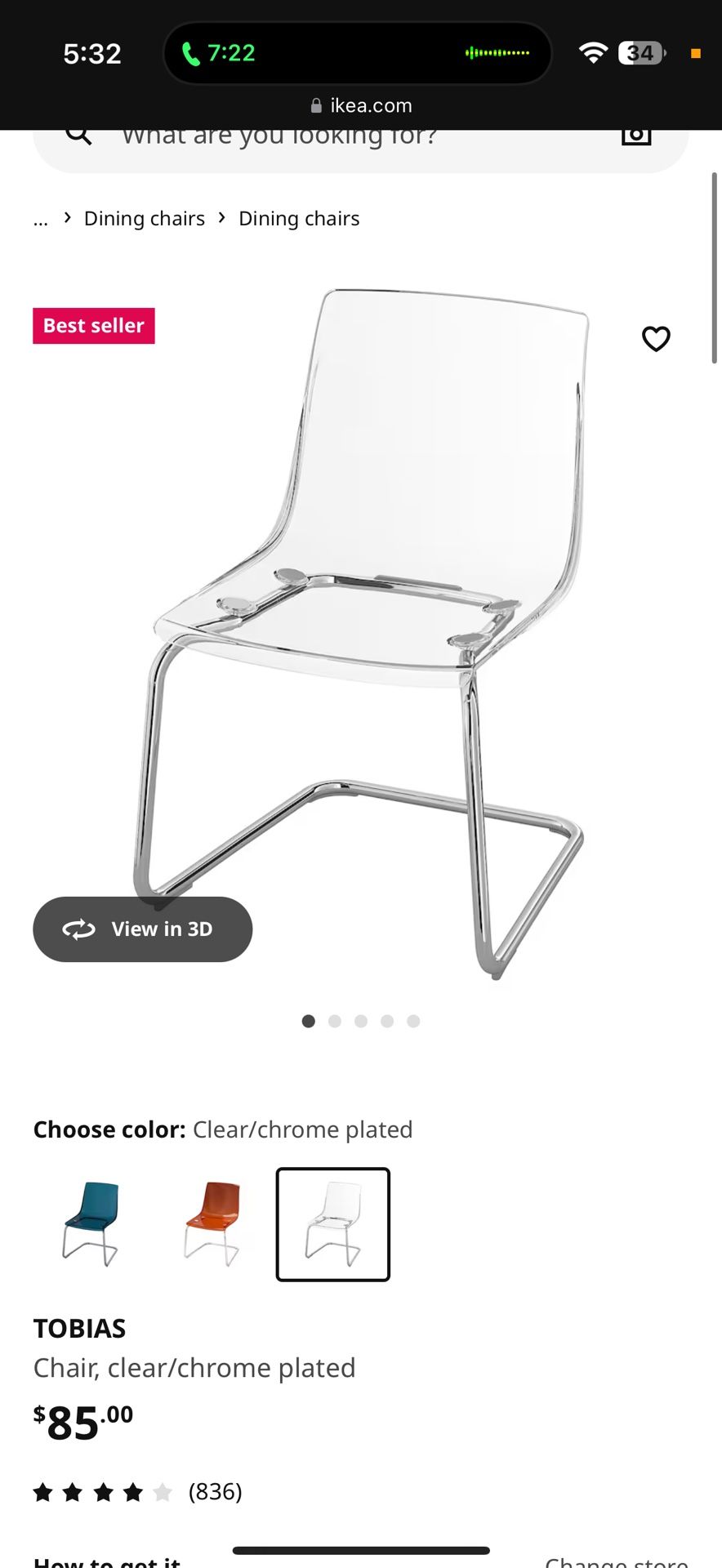 Clear IKEA Tobias Chair