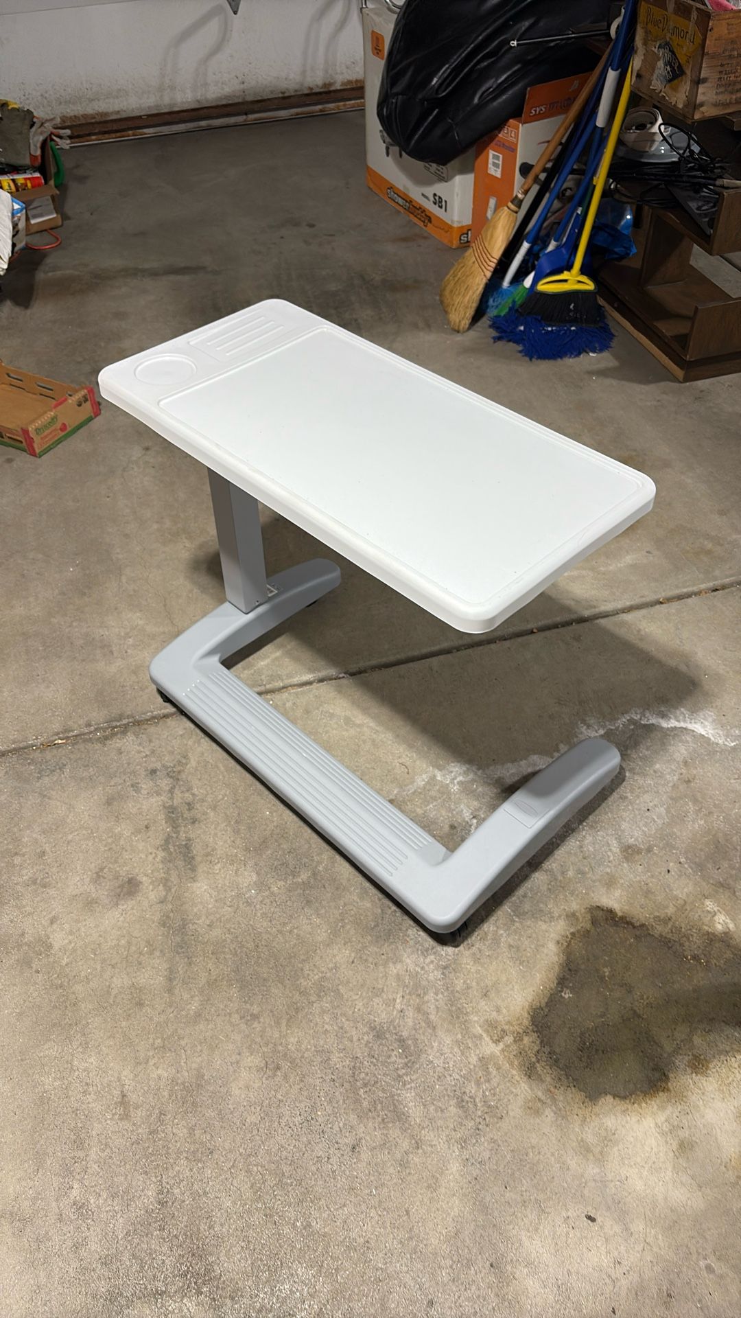 Over Bed and Hospital Tray Table On Wheels