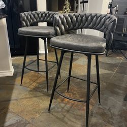 2 Brand New 30 Inch Swivel Bar Stool Black Gray