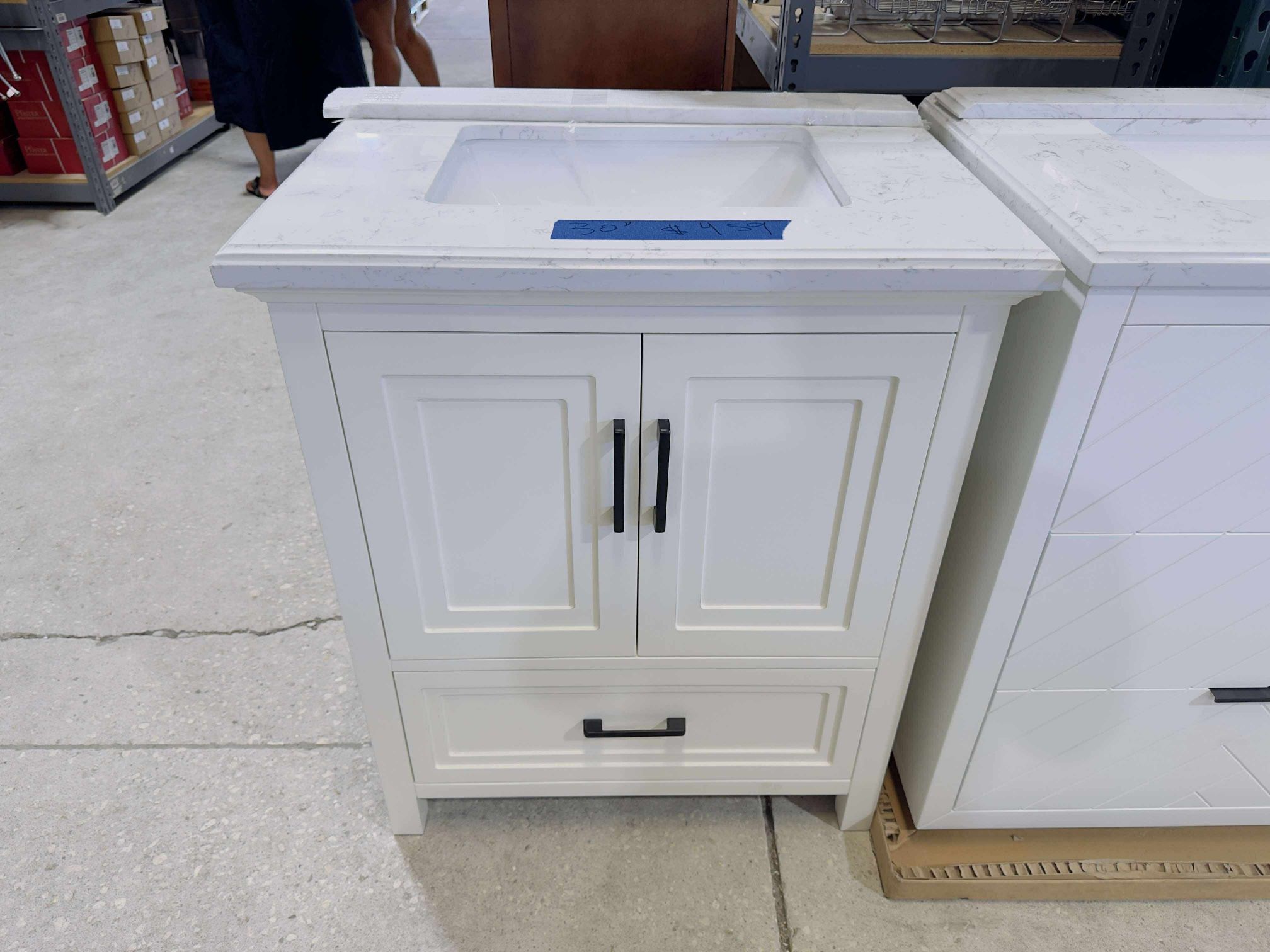Brand New 30 in. W x 22 in. D Single Sink Bath Vanity in White with White Marble Top $459