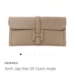 Hermes Swift Jige Elan 29 Clutch Argyle