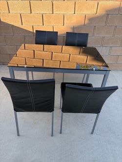 Modern Black Glass Dining Set – 4 Chairs | Excellent Condition
