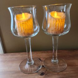 Glass Hurricane Candle Holders