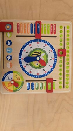 Small Foot Wooden Toys Educational Board Date, Time & Season Wooden Educational Toy Playset Designed for Children 3+,