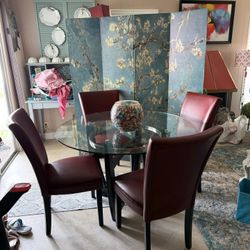 Dining Room Table And Chair Set Thick Glass Top