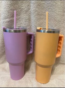 Insulated Tumbler Mugs with Straw – Set of 2