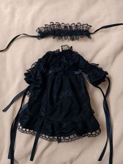 BJD doll 1/6 Black Lolita dress + Headdress