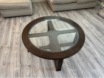 Dark Wood and Glass Coffee Table - $30