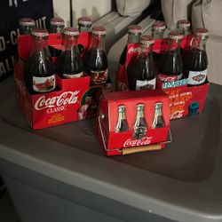 Old Christmas And Superbowl Coca Cola Bottles (1995 And 1998)