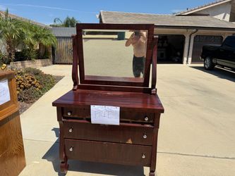 Vintage Wood Dresser with Mirror