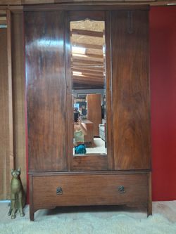 Antique mission style Arts and craft wood closet, armoire