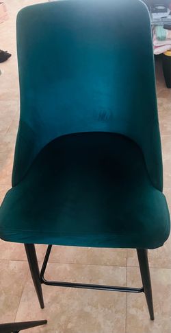Set off three green fabric barstool