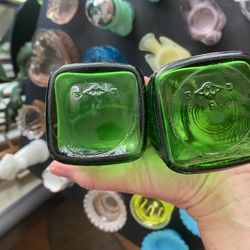 Antique Green Depression Glass Salt & Pepper Shakers