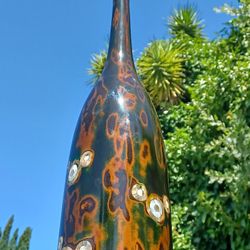 Tall Abolone inlade Glass Bottle.