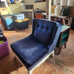 Navy Blue Velvet Armchair