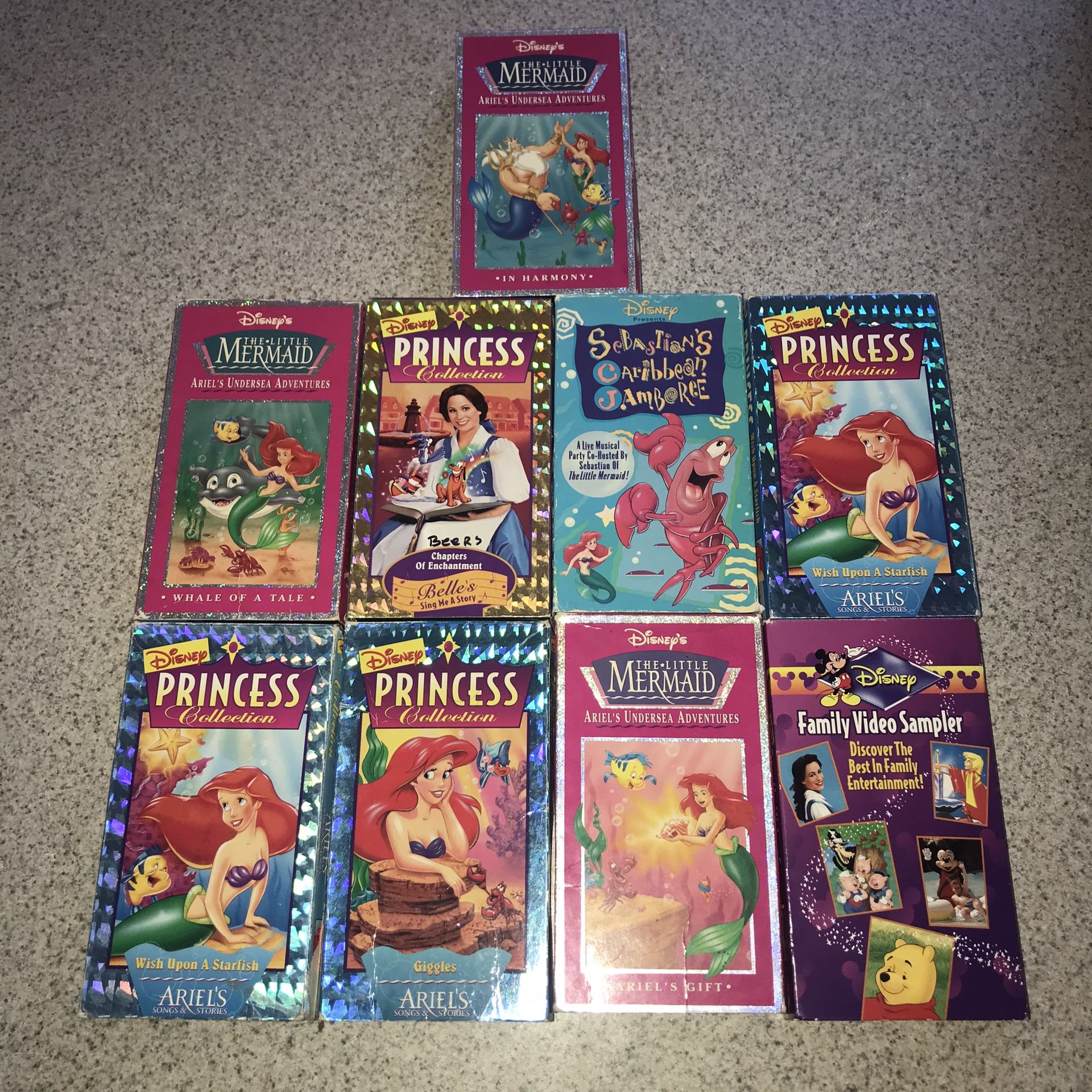 9 The Little Mermaid Princess Collection Disney VHS Tapes Vintage Rare Lot
