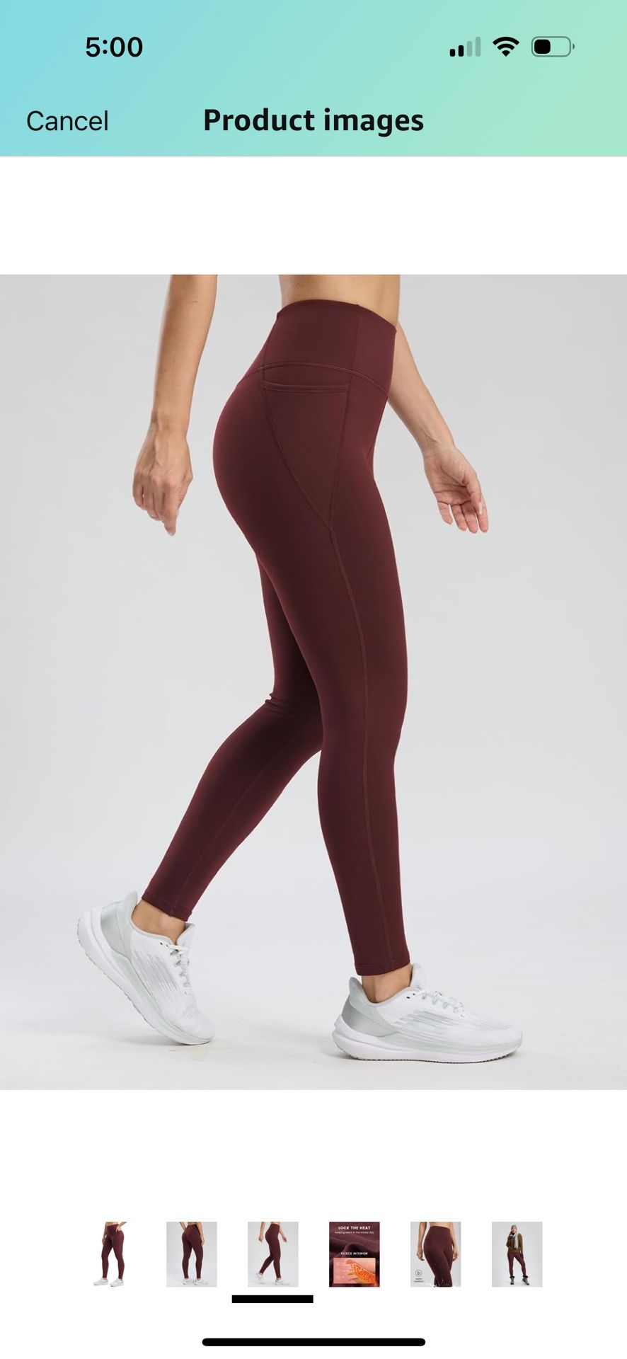 Leggings 27" Water Resistant Thermal Winter Running Hiking Pants with Pockets High Waisted