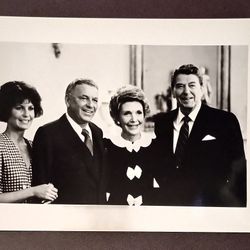 President Ronald Reagan Nancy Frank Sinatra And Wife Movie Actors 8x10 Glossy Black and White Vintage Photo Picture Collectible