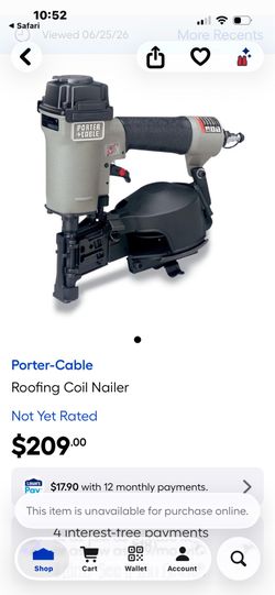 Porter cable RN175 coil roofing nailer