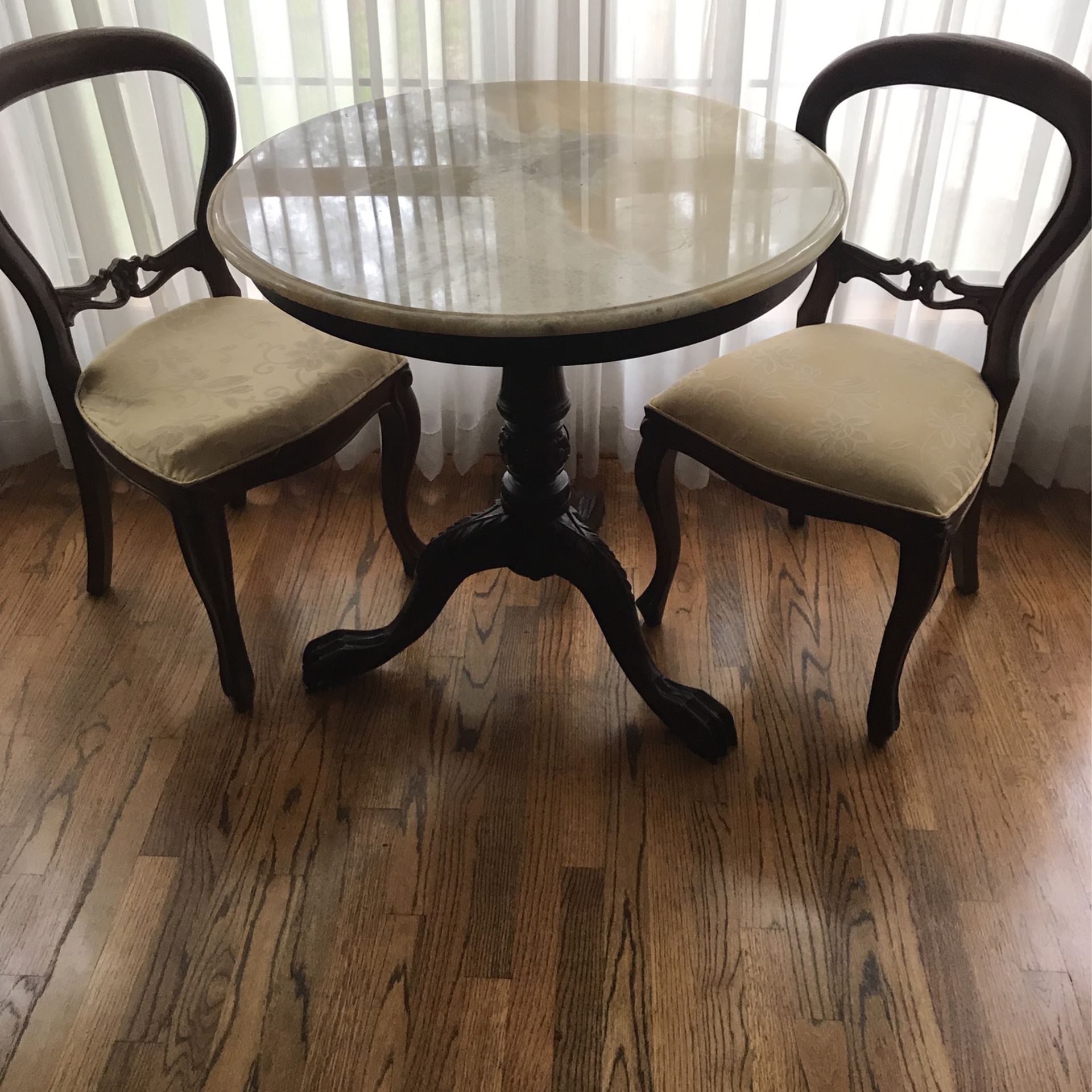 Antique Marble Top Table And Chairs