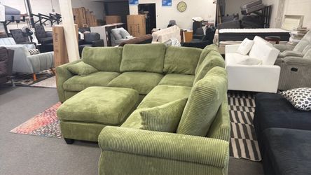 New 99x99 Sage sectional couch with ottoman / free delivery