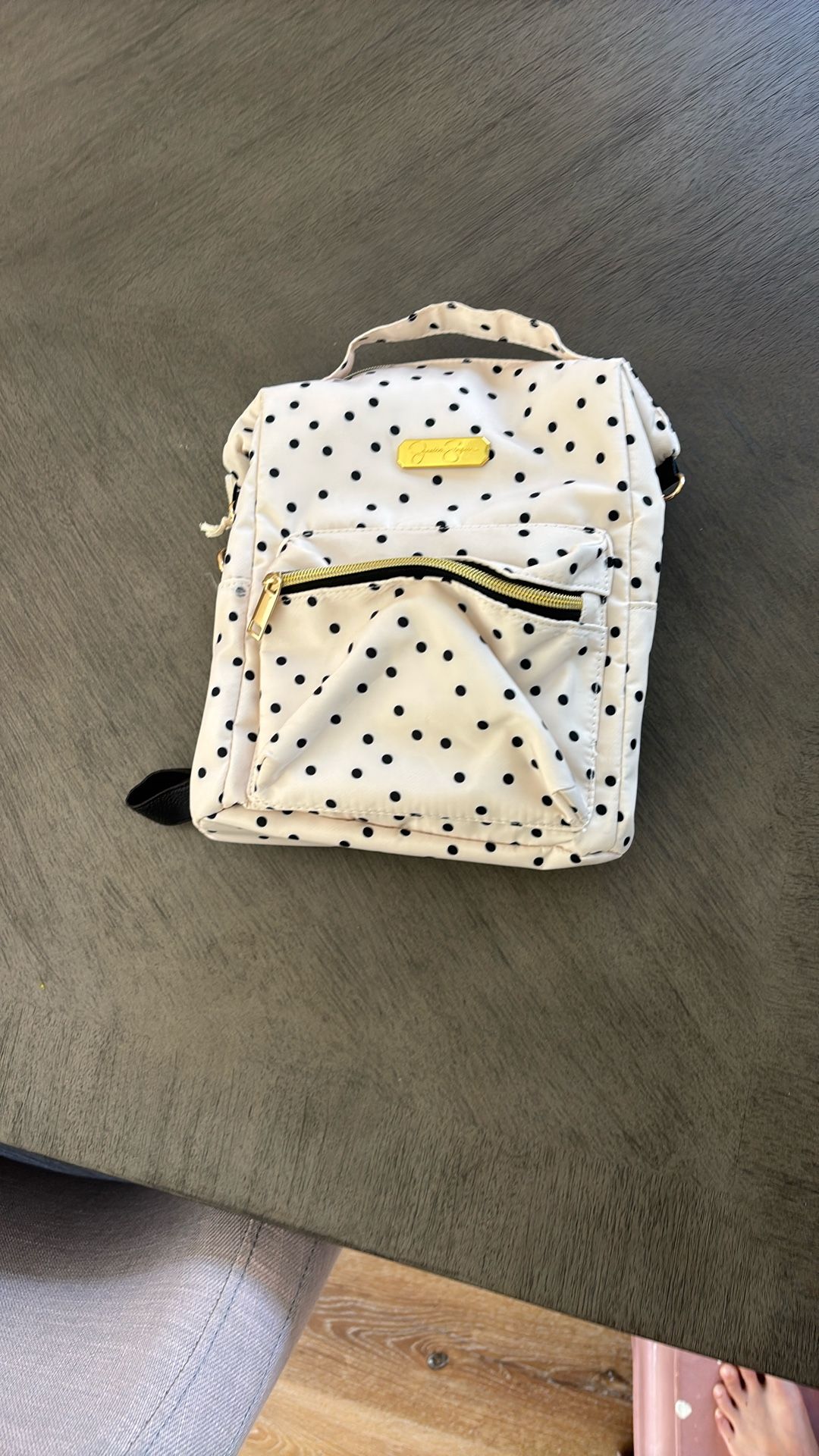 Jessica Simpson Mini Backpack: White Polka Do