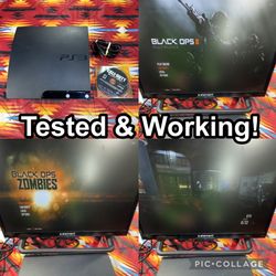 Sony PlayStation 3 Slim PS3 120GB Black CECH-2001A TESTED & WORKING Cable & Game