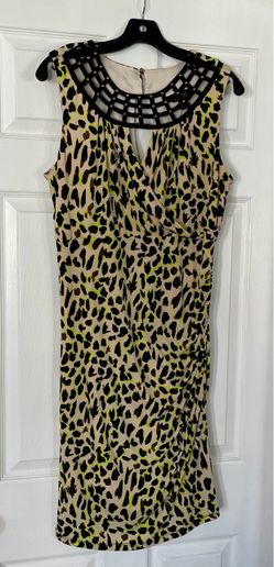 Sleeveless Animal Print Dress with Studded Neckline