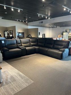 Black 6pc Power Reclining Sectional Couch