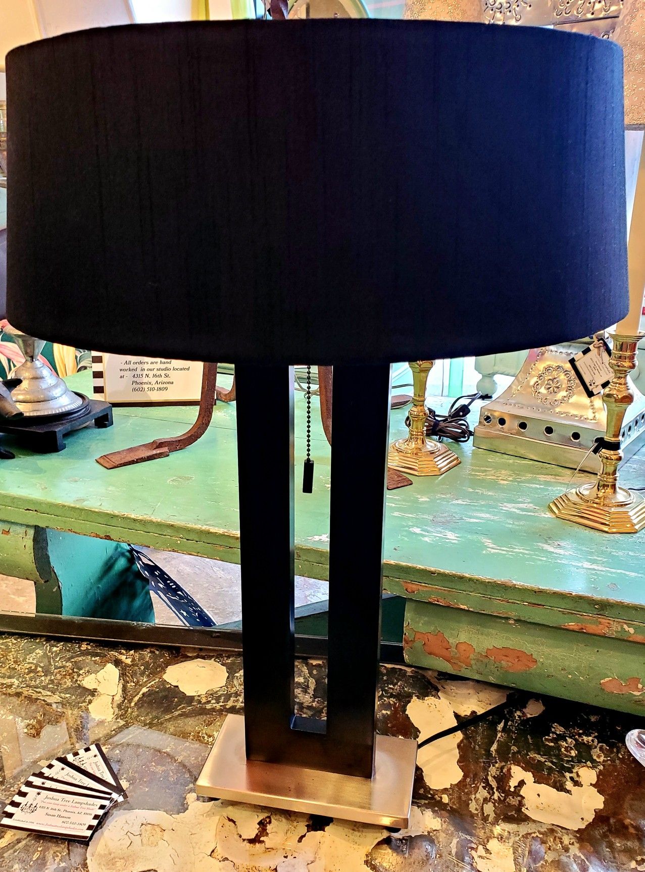 Modern Black Lamp & Custom Shade #9272