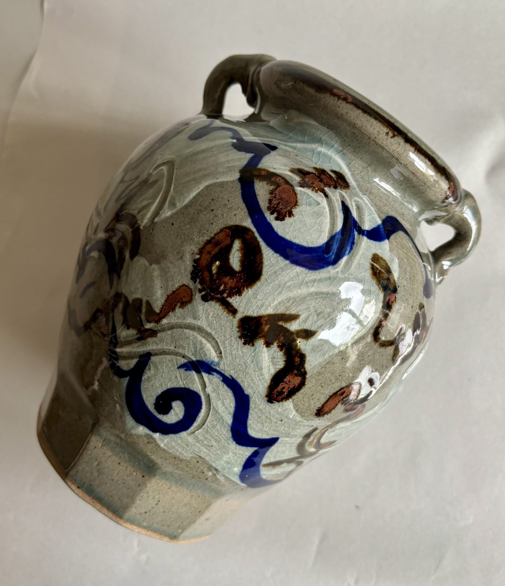Vintage Abstract Hand Thrown Stoneware Pottery Vase