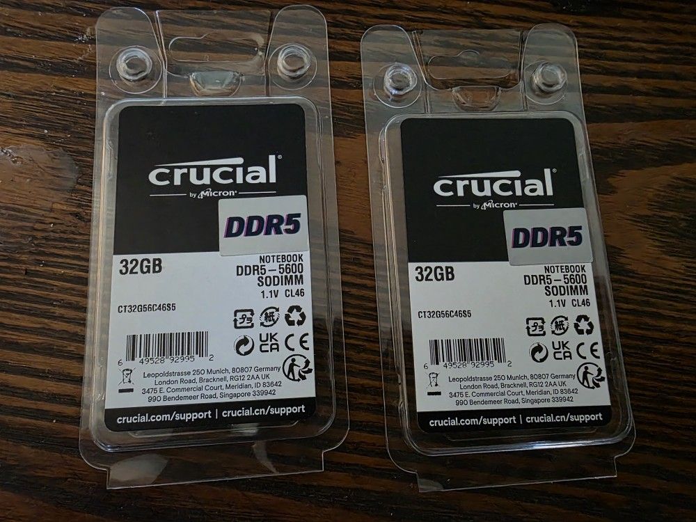 Crucial 64GB(2x32GB) Kit DDR5-5600 SODIMM Laptop RAM