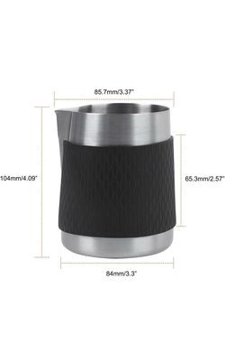 IKAPE Espresso Milk Pitcher, 15.04/450ml Milk Frothing Jug without Handle, Espresso Steaming Pitcher with Sharp Spout for Espresso Barista Tool(silver