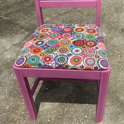 Wooden Pink Vanity Chair 