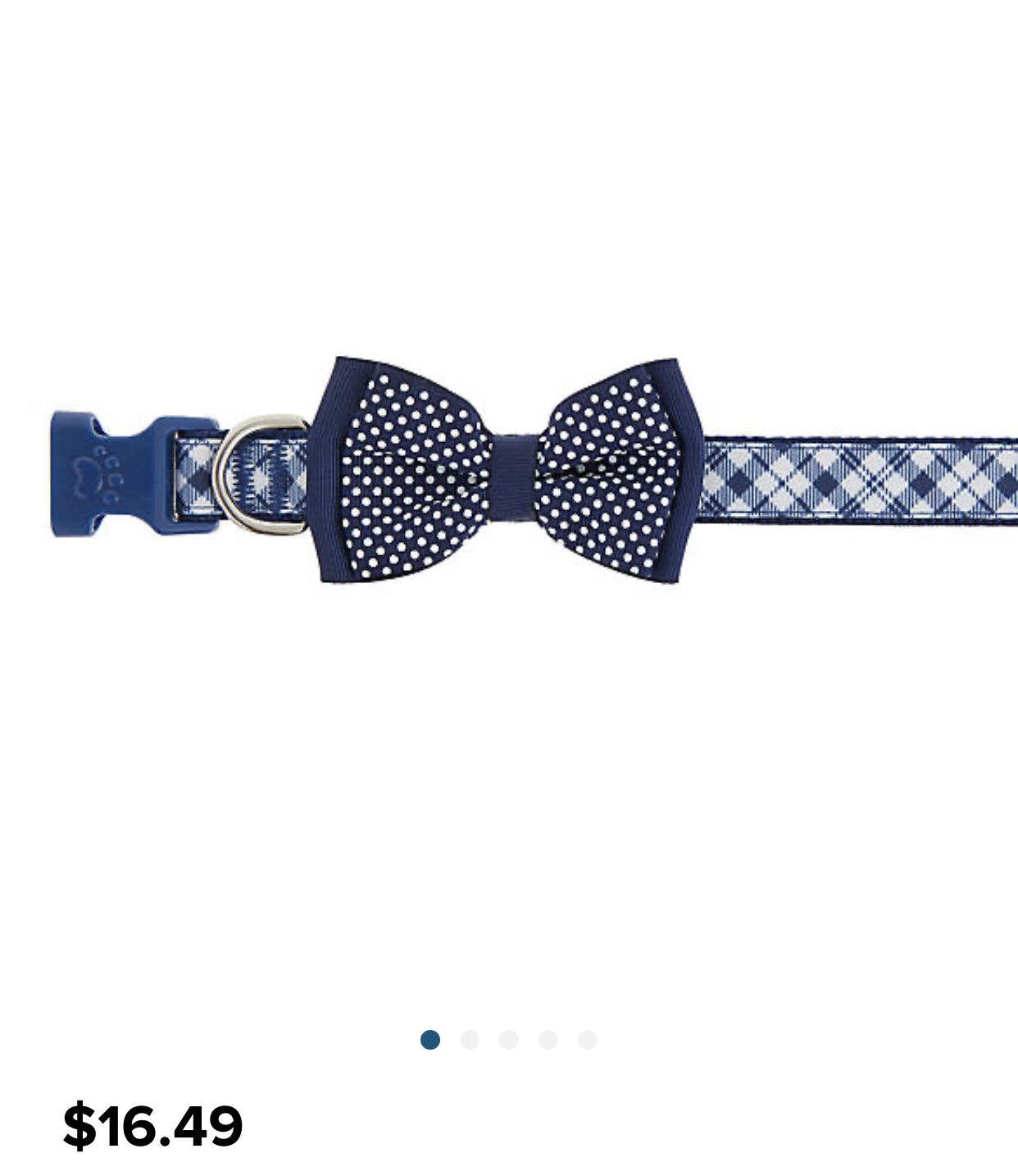 Two collar Top paw Blue plaid bow tie Dog collar