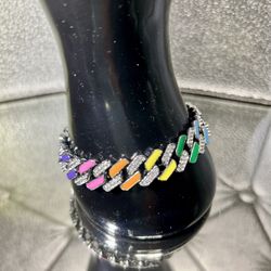 Stainless & Enamel IcEd Out Cuban Bracelet 