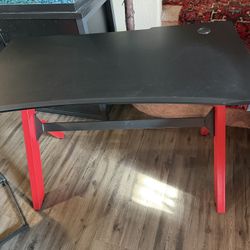 Black And Red Carbon Computer Gaming Desk 