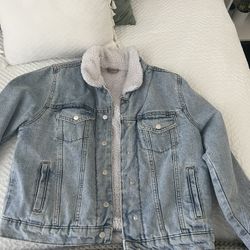 Light Wash Fur Lined Denim Jacket