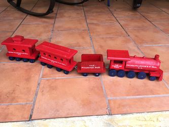Wooden Train set $65.00 Trucks $45.00 CASH, TEXT FOR PRICES.