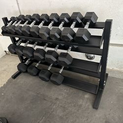 5-50lbs Dumbbells w/Rack 